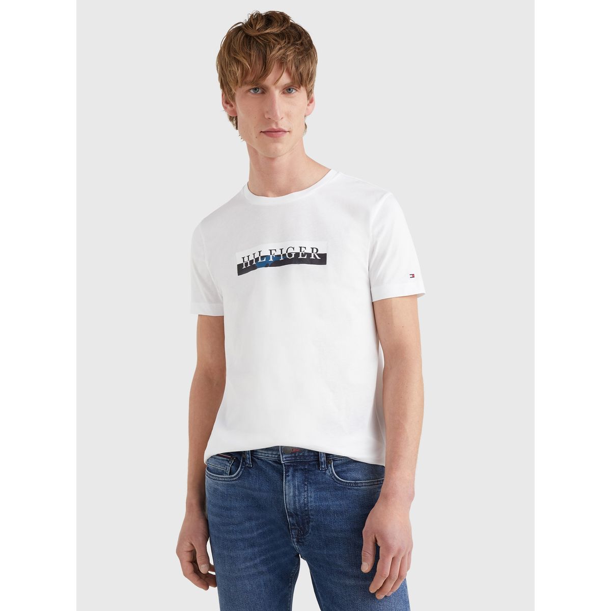 TOMMY HILFIGER - Polera Graphic Camo Logo Blanco Tommy Hilfiger
