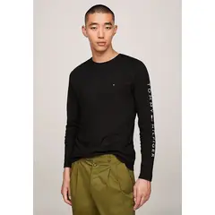 TOMMY HILFIGER - Polera Essential Flag Logo Negro