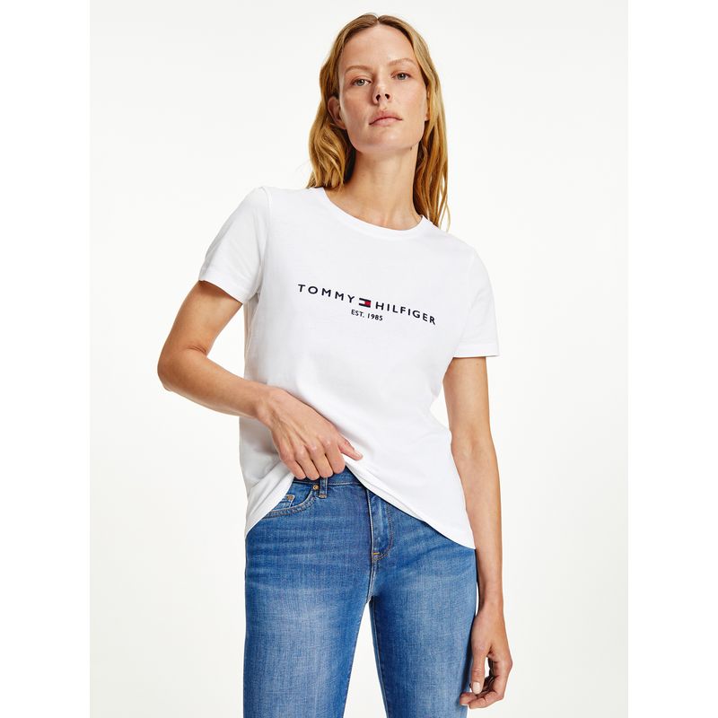 TOMMY HILFIGER - Polera Heritage Logo Bordado Blanco Tommy Hilfiger