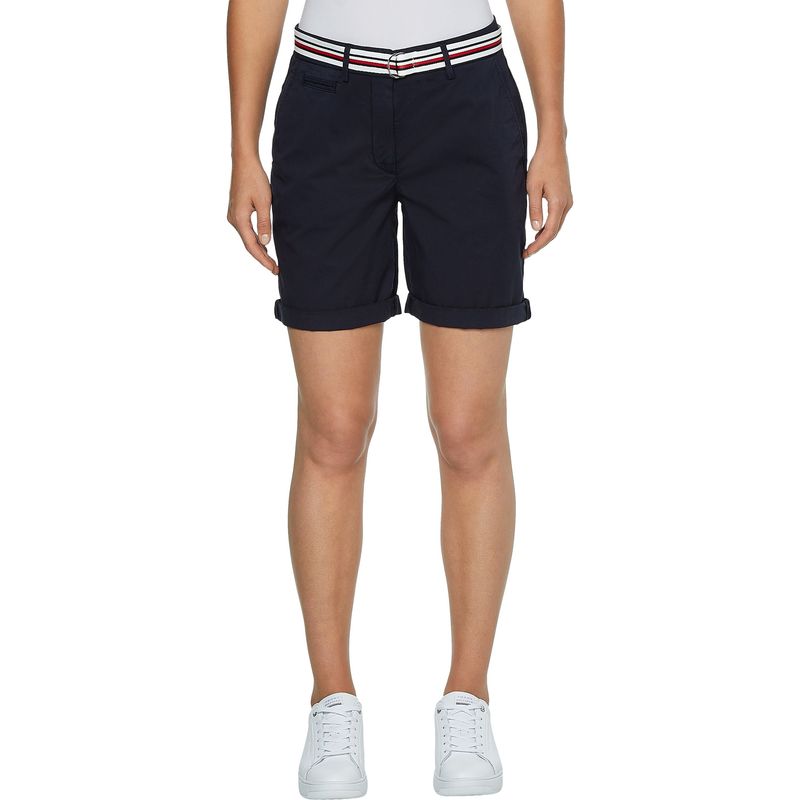 TOMMY HILFIGER - Short Curve Con Cinturón Distintivo Azul Tommy Hilfiger