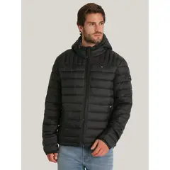 TOMMY HILFIGER - Parka Weight Quilted Colorblock Negro