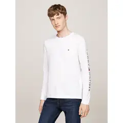 TOMMY HILFIGER - Polera Essential Flag Logo Blanco
