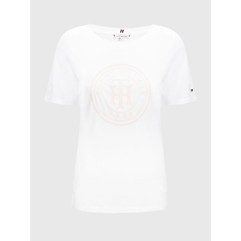 TOMMY HILFIGER - Polera C-Neck Circle Logo Blanco Tommy Hilfiger