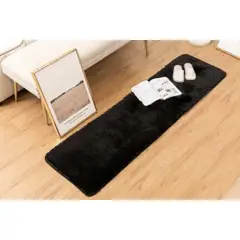 ANGELES DEL HOGAR - Alfombras peludas Pasilleras Bajadas de cama 55x200cm Negro