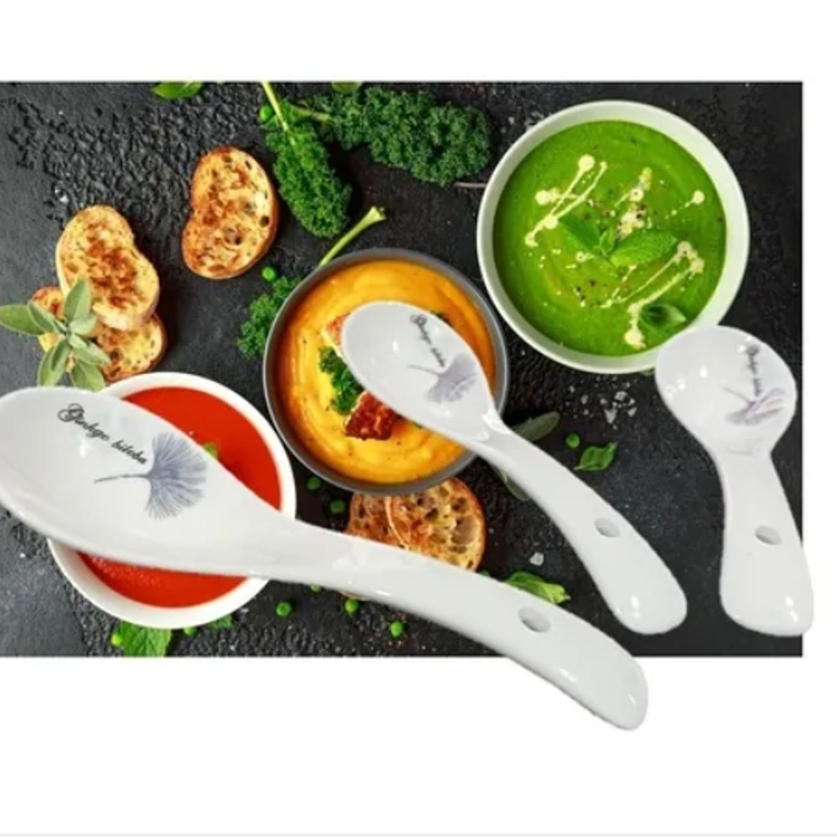 GENERICO - Juego De 4 Cucharas De Sopa De Cerámica Japonesa