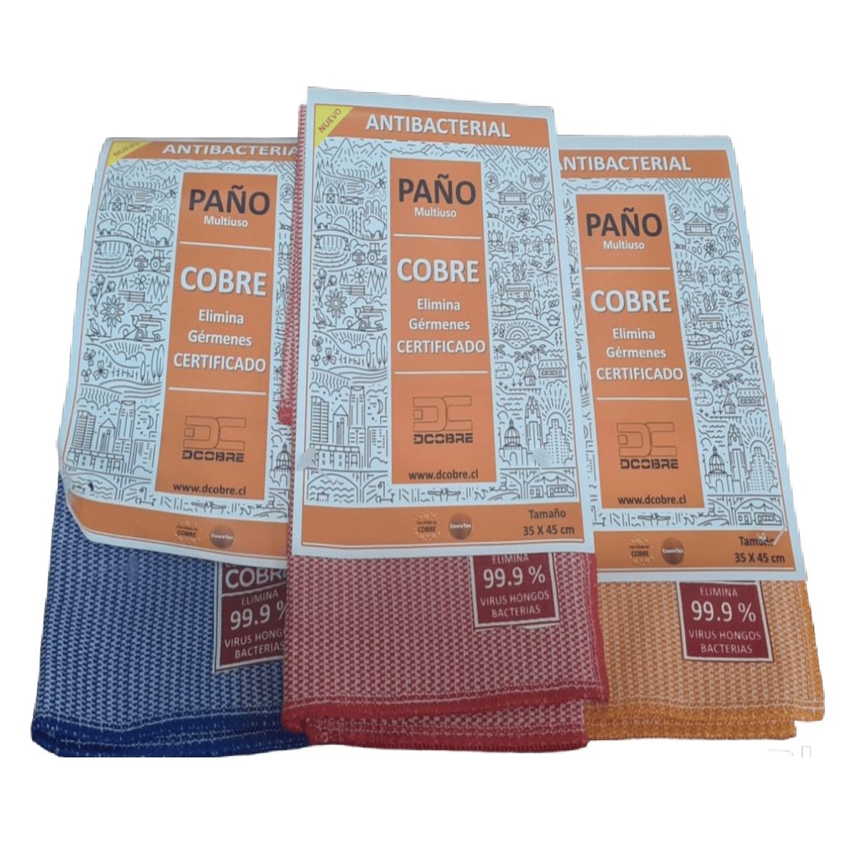DCOBRE - PAÑOS MULTIUSOS 3 UNIDADES EN COLORES