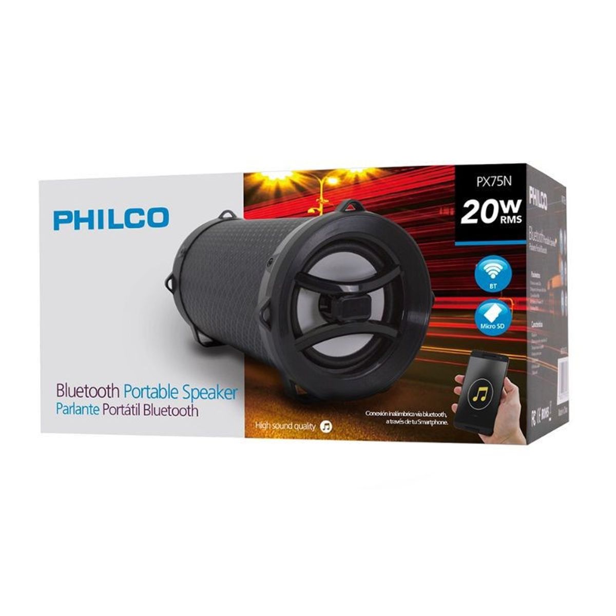 PHILCO - Parlante Bazooka Portable Bt Philco PX75N 20w