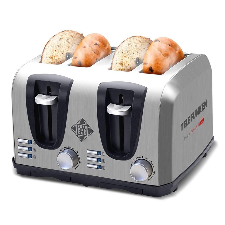 TELEFUNKEN Tostador Eléctrico 4 Rebanadas Acero