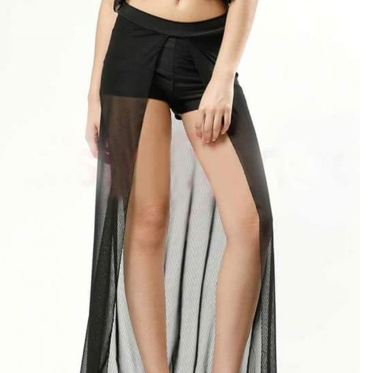 GARSIL - Short Corto Tiro Alto Para Mujer Elegante Con Velo Transparente