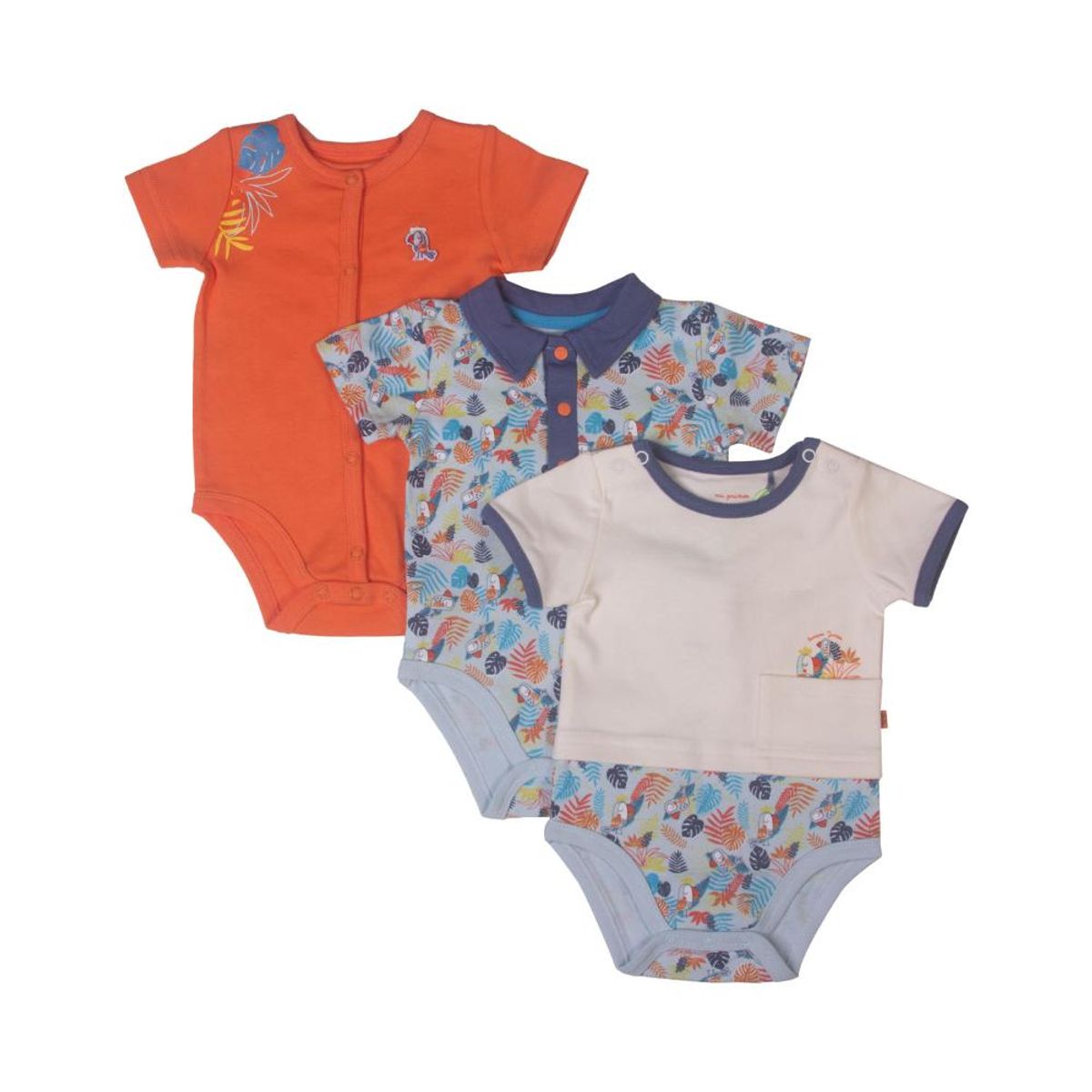 PILLIN - Set 3 Pzas Body Niño Multicolor Pillin - Celeste