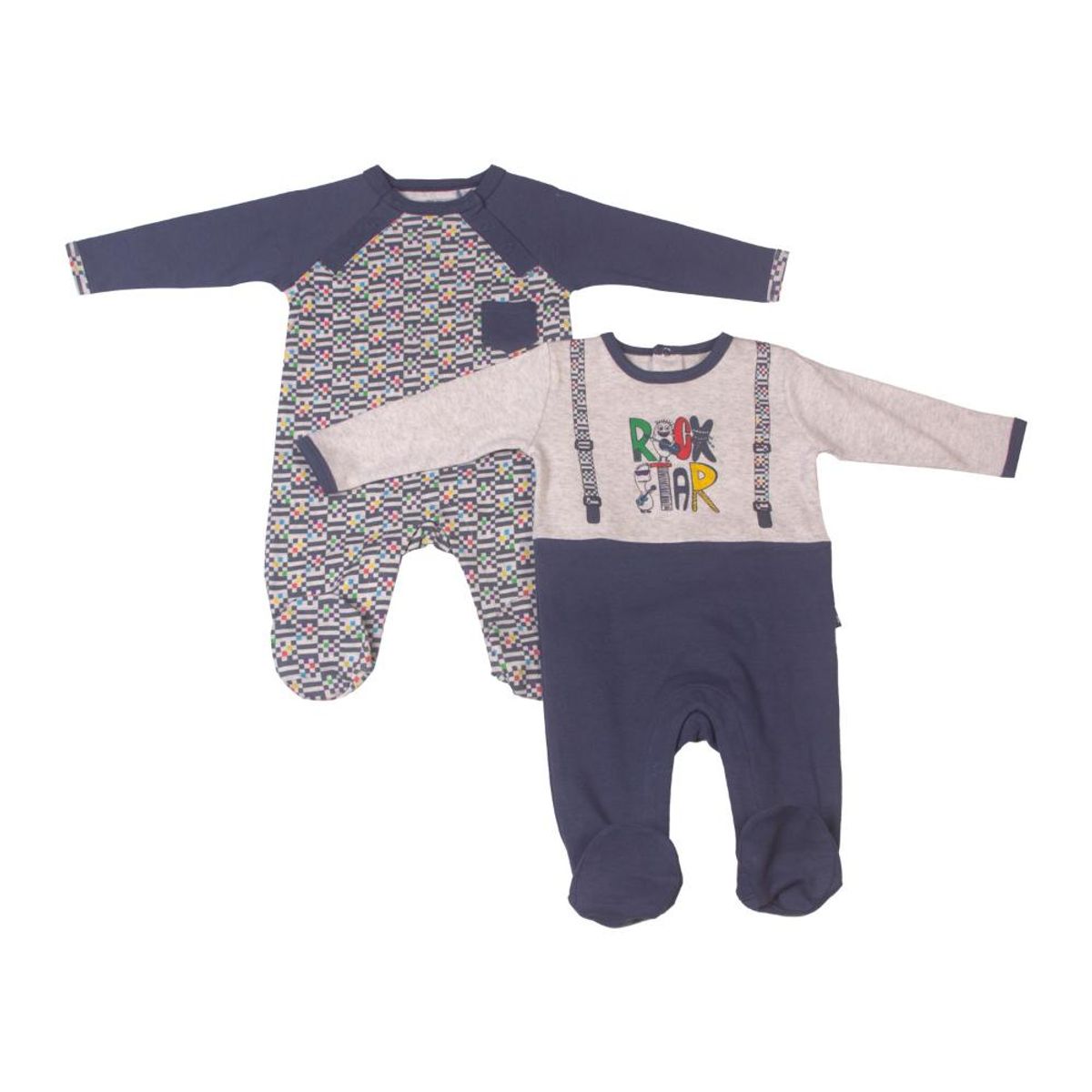 PILLIN - Set 2 Pzas Osito Niño Multicolor Pillin - Gris