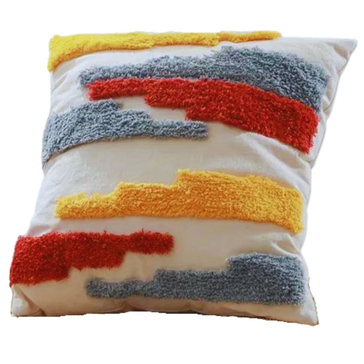 BOHEMIK - Cojín Bordado Fondo Beige con Figuras Bordadas de Color