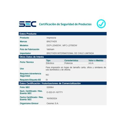 Imagen 2 del producto Impresora Multifuncional DCP-L2540DW