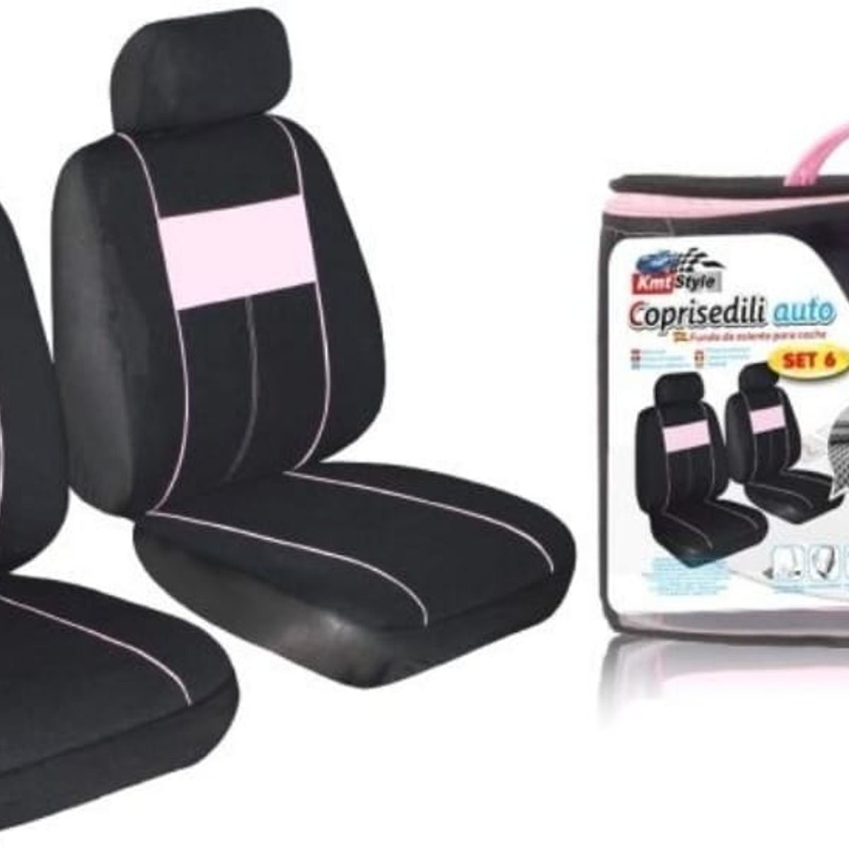 GENERICO - Set Fundas Cubreasiento Delantero 6pcs Rosado Auto Universal