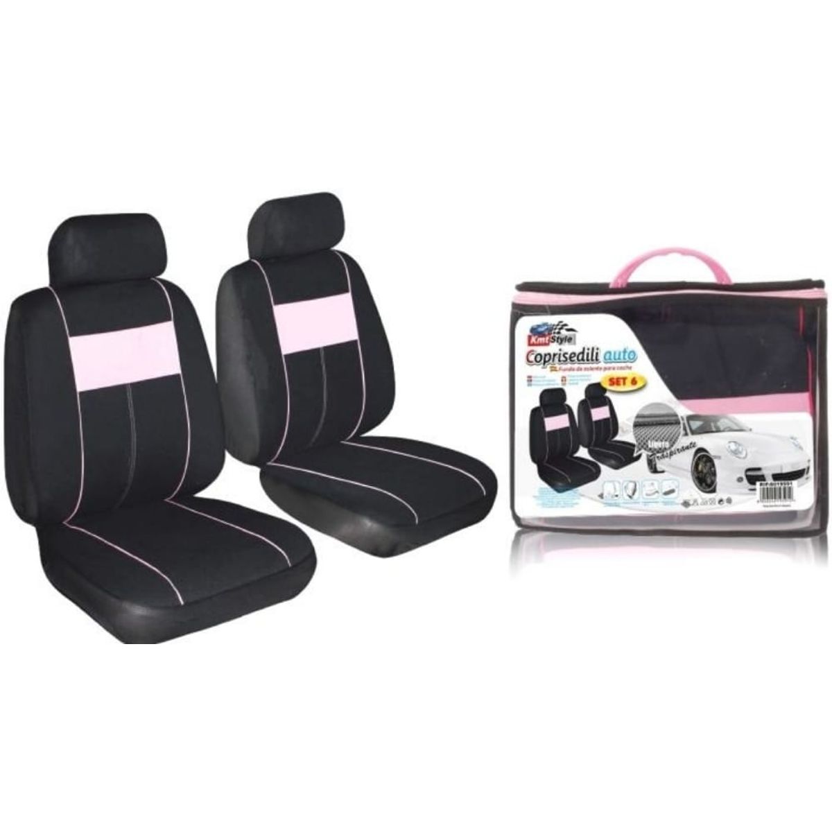 GENERICO - Set Fundas Cubreasiento Delantero 6pcs Rosado Auto Universal