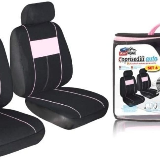 GENERICO - Set Fundas Cubreasiento Delantero 6pcs Rosado Auto Universal