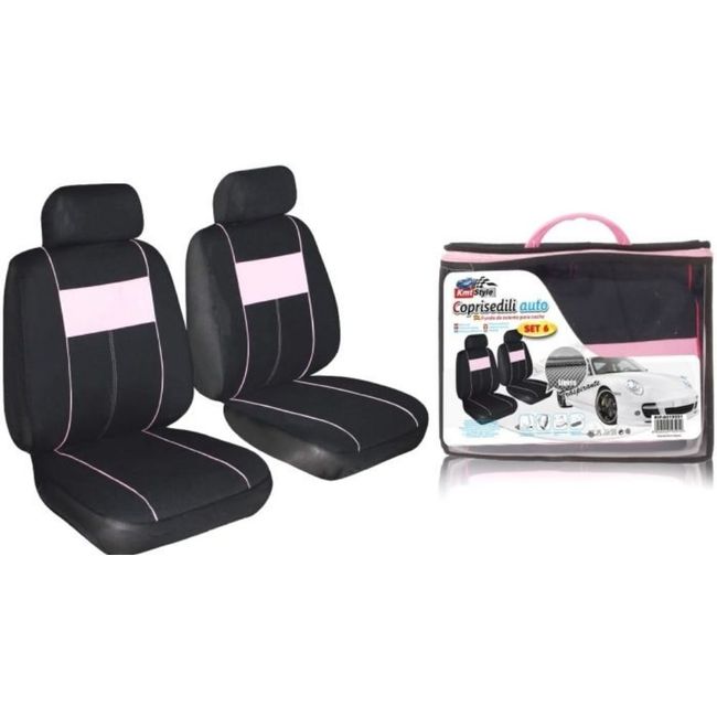 GENERICO - Set Fundas Cubreasiento Delantero 6pcs Rosado Auto Universal