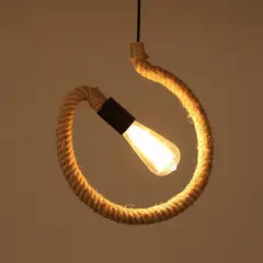 GENERICO - Lampara colgante metal cañamo rustica ampolleta G80 incluida