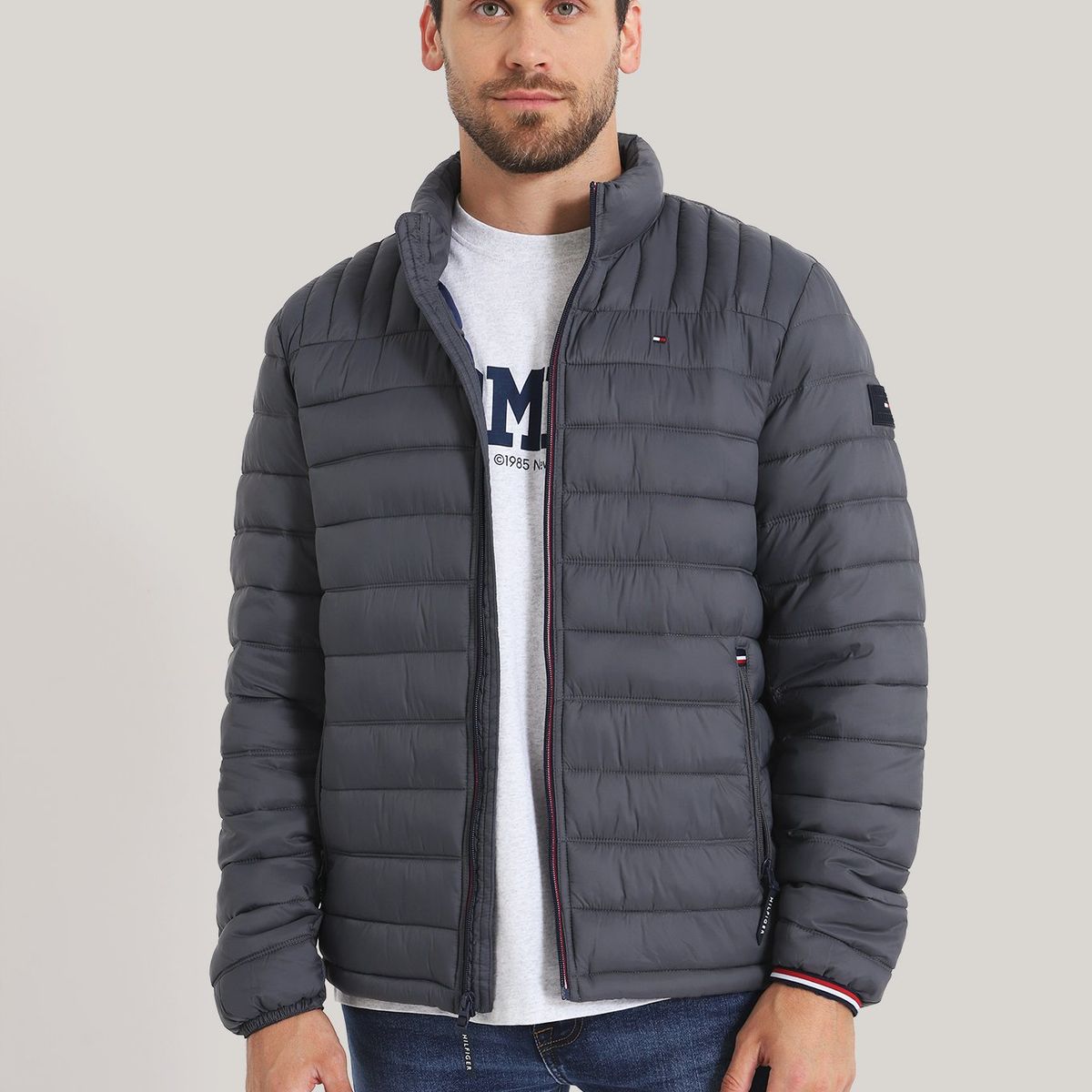 TOMMY HILFIGER - Parka Weight Quilted Gris Tommy Hilfiger