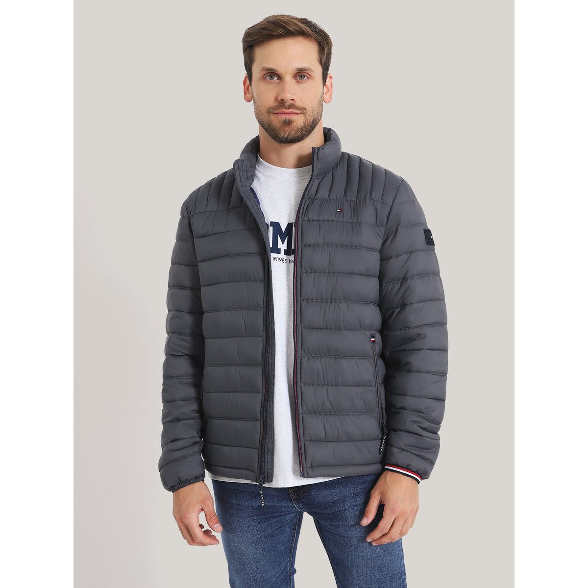 TOMMY HILFIGER - Parka Weight Quilted Gris Tommy Hilfiger