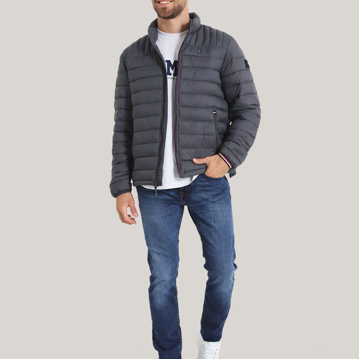 TOMMY HILFIGER - Parka Weight Quilted Gris Tommy Hilfiger