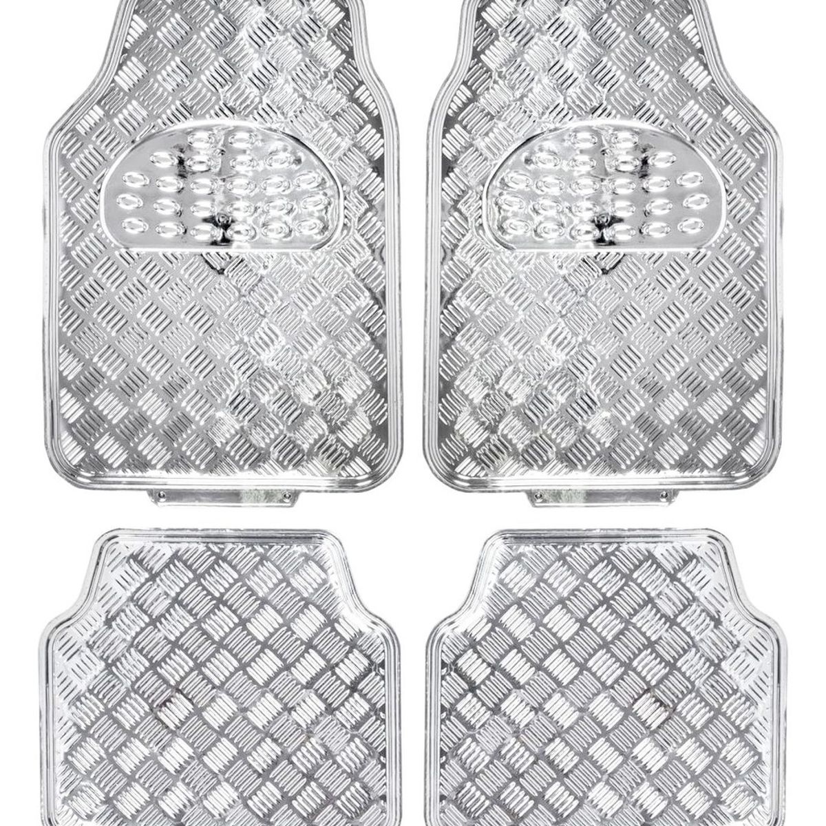 GENERICO - Alfombra Cubre Piso Metálico CROMADO Set 4pcs Auto Tuning