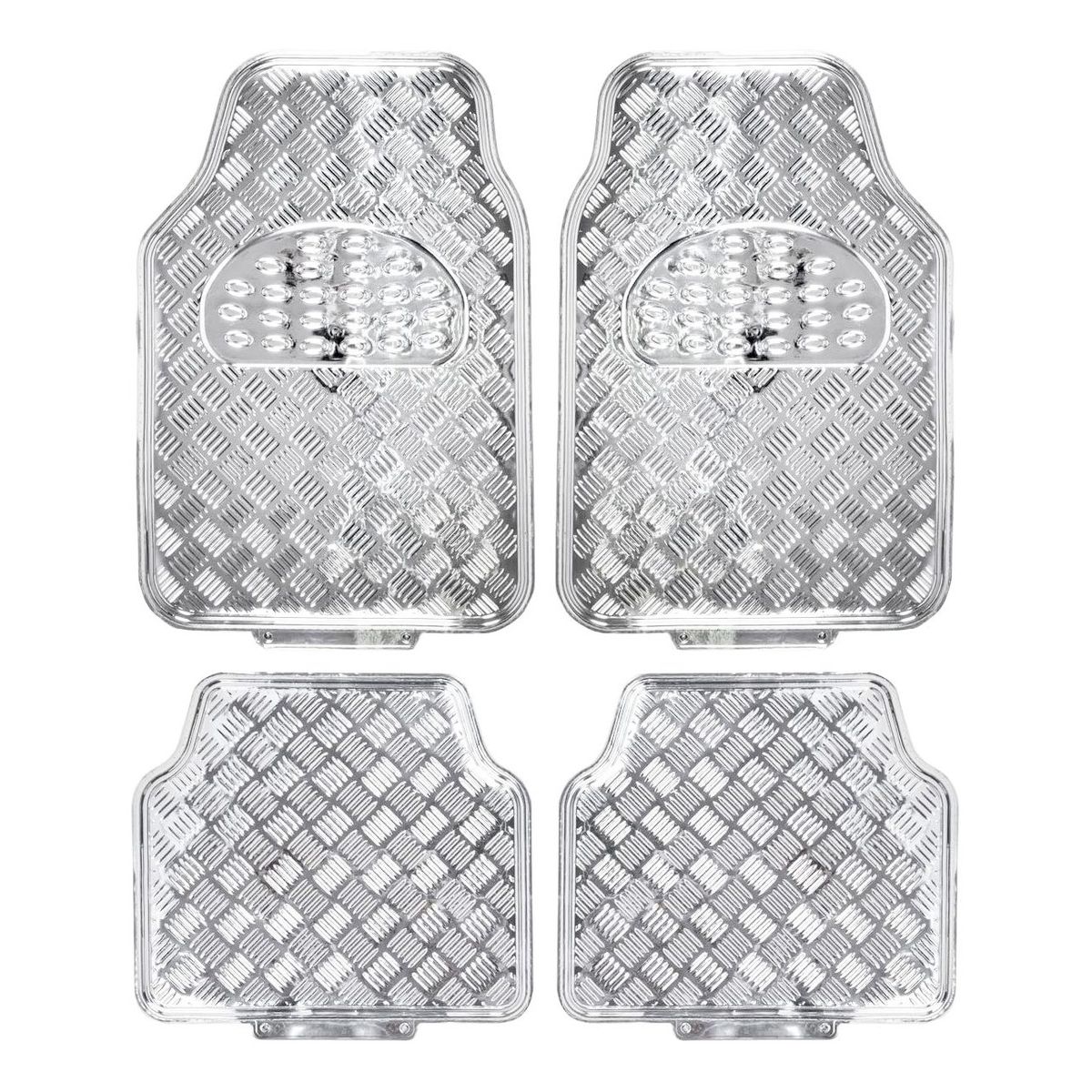 GENERICO - Alfombra Cubre Piso Metálico CROMADO Set 4pcs Auto Tuning