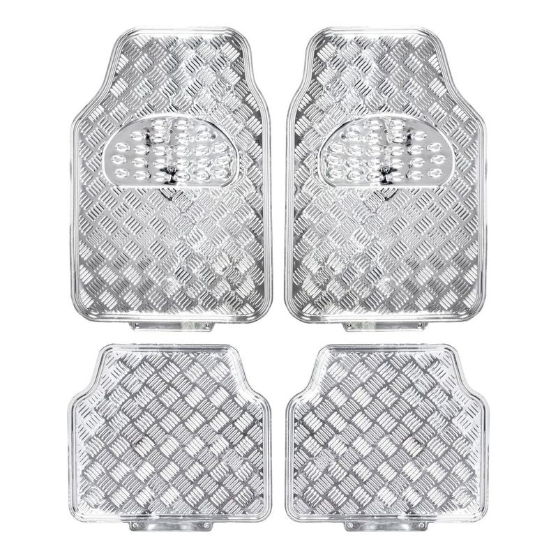 GENERICO - Alfombra Cubre Piso Metálico CROMADO Set 4pcs Auto Tuning