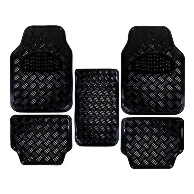 GENERICO - Alfombra Cubre Piso Metálico NEGRO Set 5pcs Auto Tuning