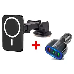 GENERICO - Cargador Magsafe Para Auto Inalambrico 15w Carga Rapida