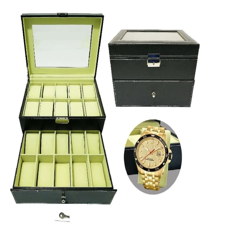 GENERICO - Caja Organizadora 20 Relojes Con Cajonera