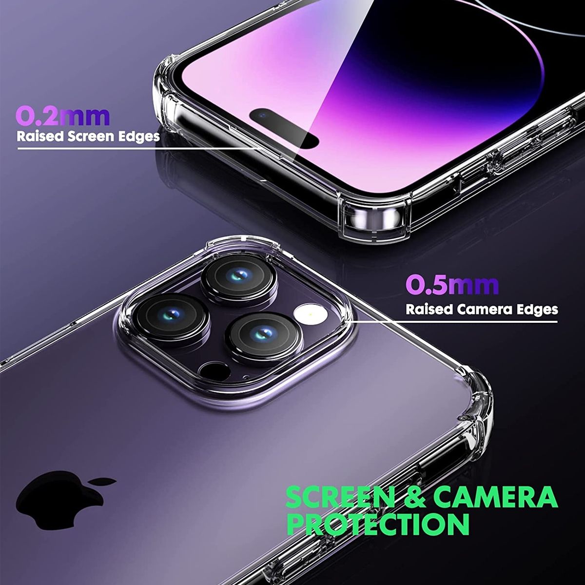 XUNDD - Carcasa para iPhone 14 Pro Max Transparente Reforzada