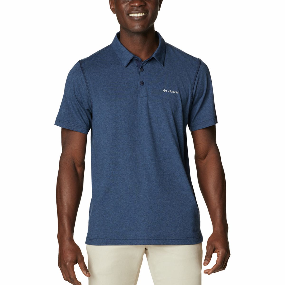 COLUMBIA - Polera M/C Hombre Tech Trail Polo Azul COLUMBIA