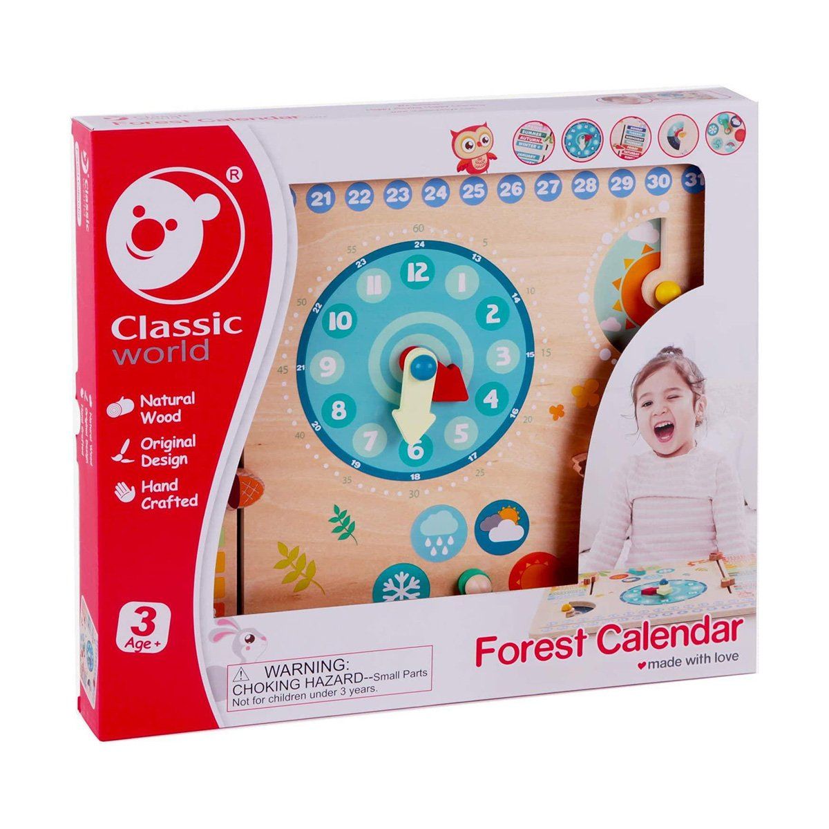 CLASSIC WORLD - Calendario y Reloj de Madera Classic World