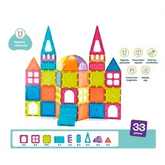 MAGNETICS - Bloques Magnéticos para Construir 33 Piezas