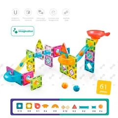 MAGNETICS - Bloques Magnéticos con Toboganes 61 Piezas