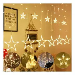 GENERICO - Guirnalda Navidad Estrellas AMARILLO CÁLIDO, Cascada De Luces Led