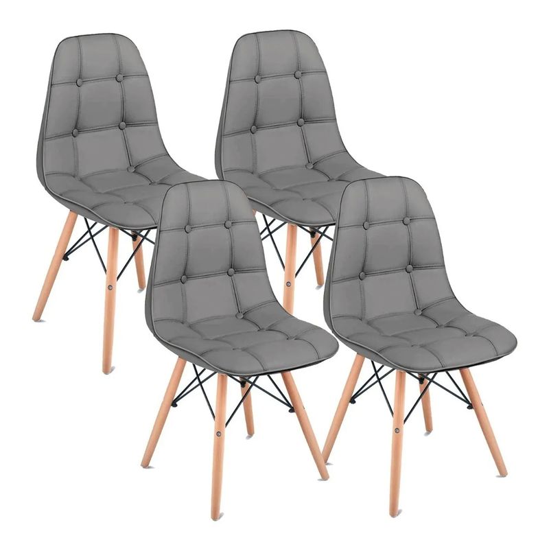 NOVAHUS - PACK 4 SILLA EAMES ACOLCHADA PU - GRIS