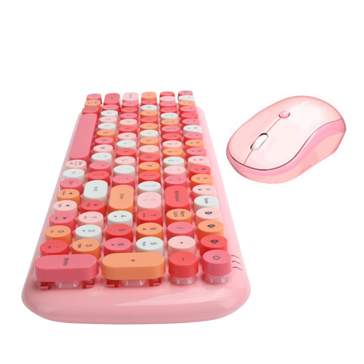 CRUSEC - Teclado  Mouse inalámbrico Lapiz Labial Retro Mujer Rosa