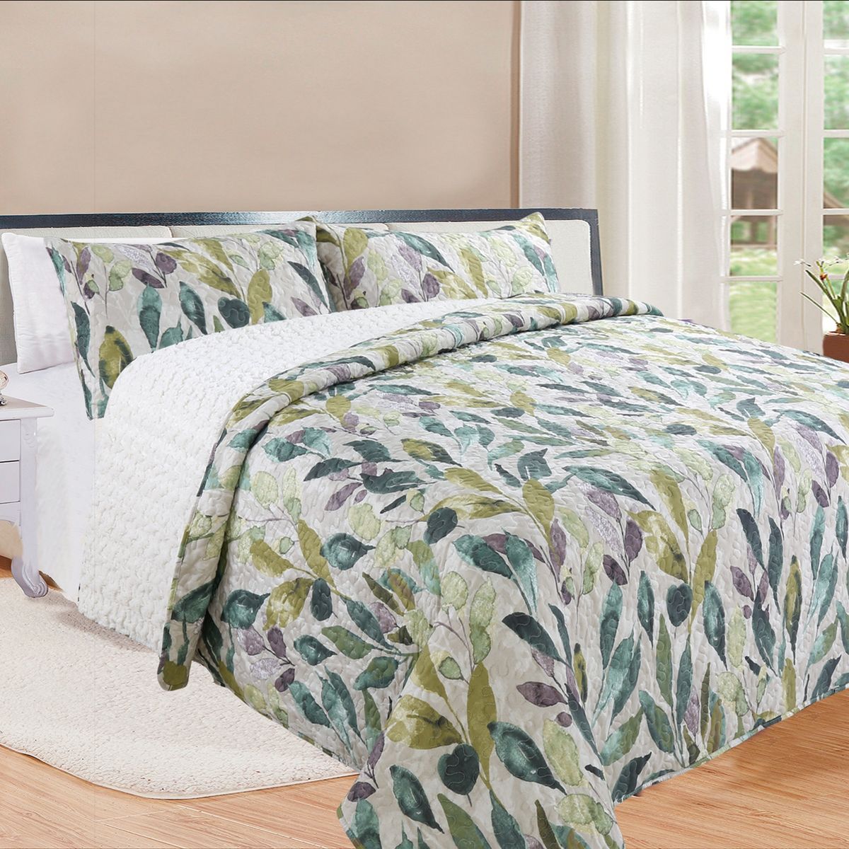 SILENZIO - Quilt Sherpa Leaf 2 plazas