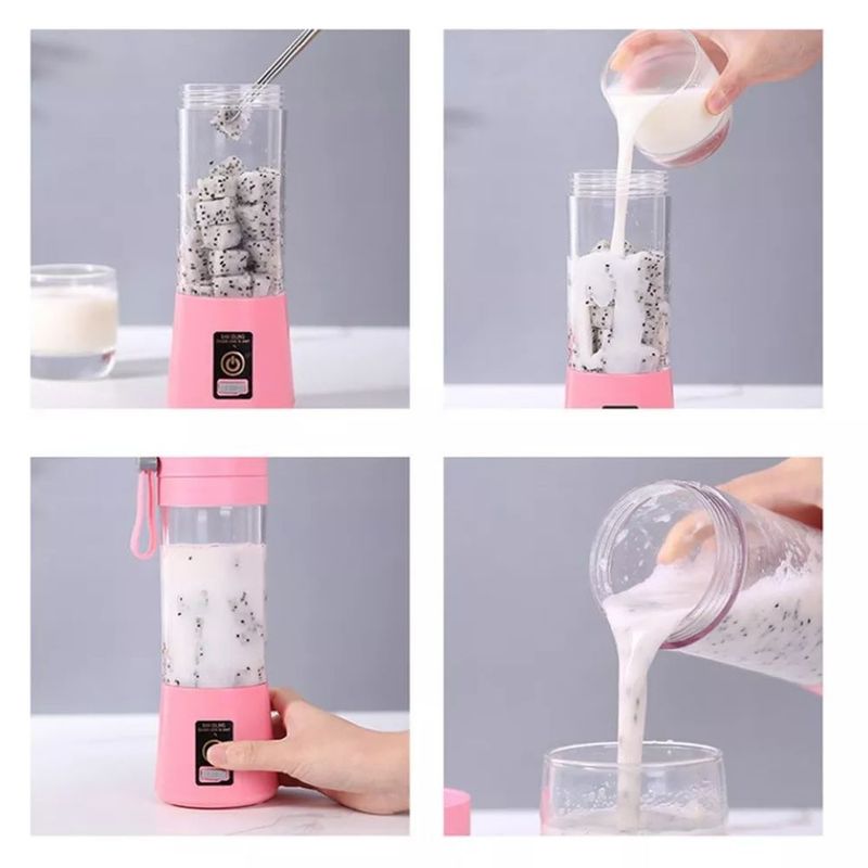 UNIVERSAL - Licuadora Portátil Recarga ble con baso para transportar color ROSA