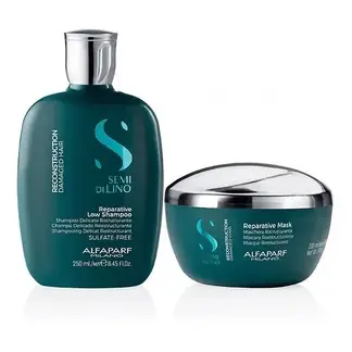 ALFAPARF MILANO - Shampoo Y Mascara Reparación Semi Di Lino Alfaparf