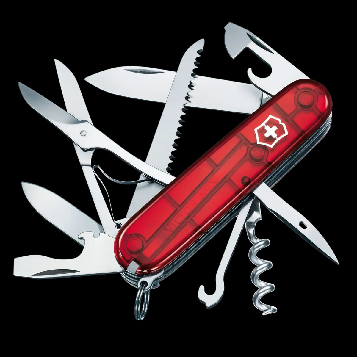 VICTORINOX - Navaja Huntsman color rojo translúcido Victorinox