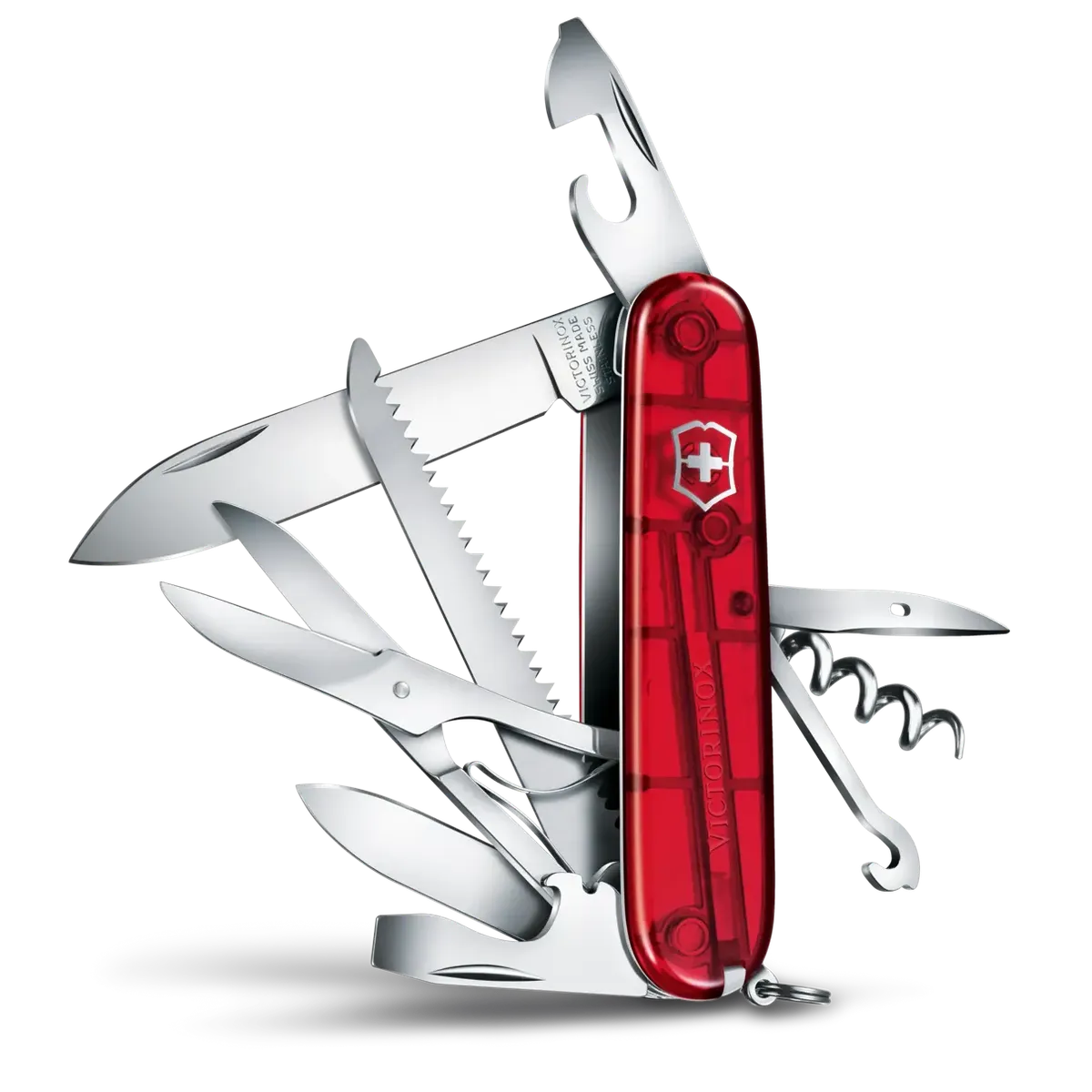 VICTORINOX - Navaja Huntsman color rojo translúcido Victorinox