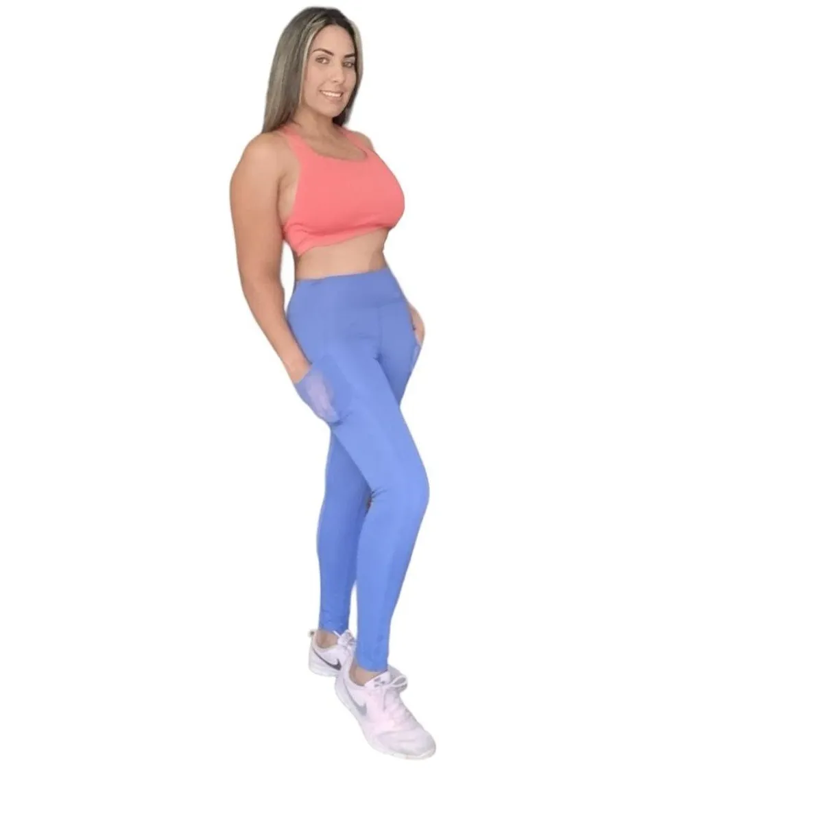 AGW - Pack 3 Calzas Con Bolsillos Lisa Mujer Excelente Calidad.