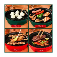UNIVERSAL - Plancha Parrillera Para Barbacoa anti adherente ROJO