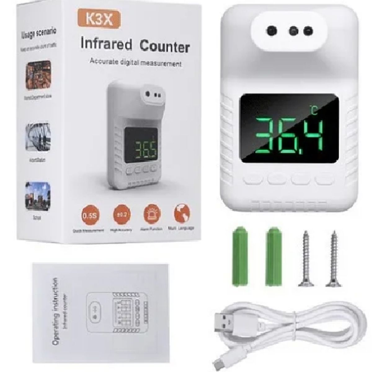 OEM - Termómetro Infrarrojo Digital Sin Contacto 1seg Pared