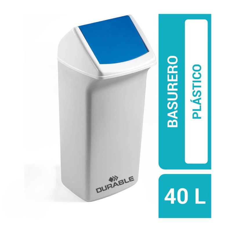 DURABLE - Basurero Durabin 40 Tapa Abatible Durable Azul