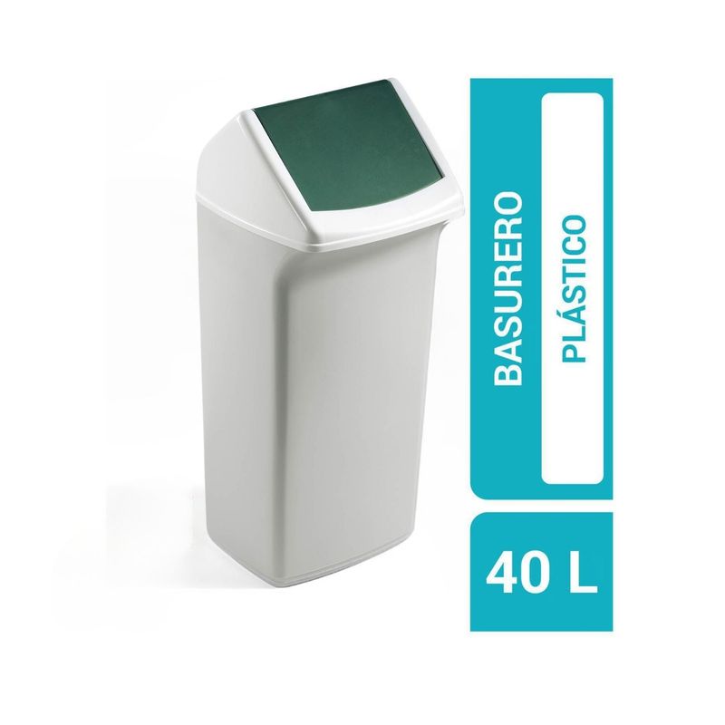 DURABLE - Basurero Durabin 40 Tapa Abatible Durable Verde