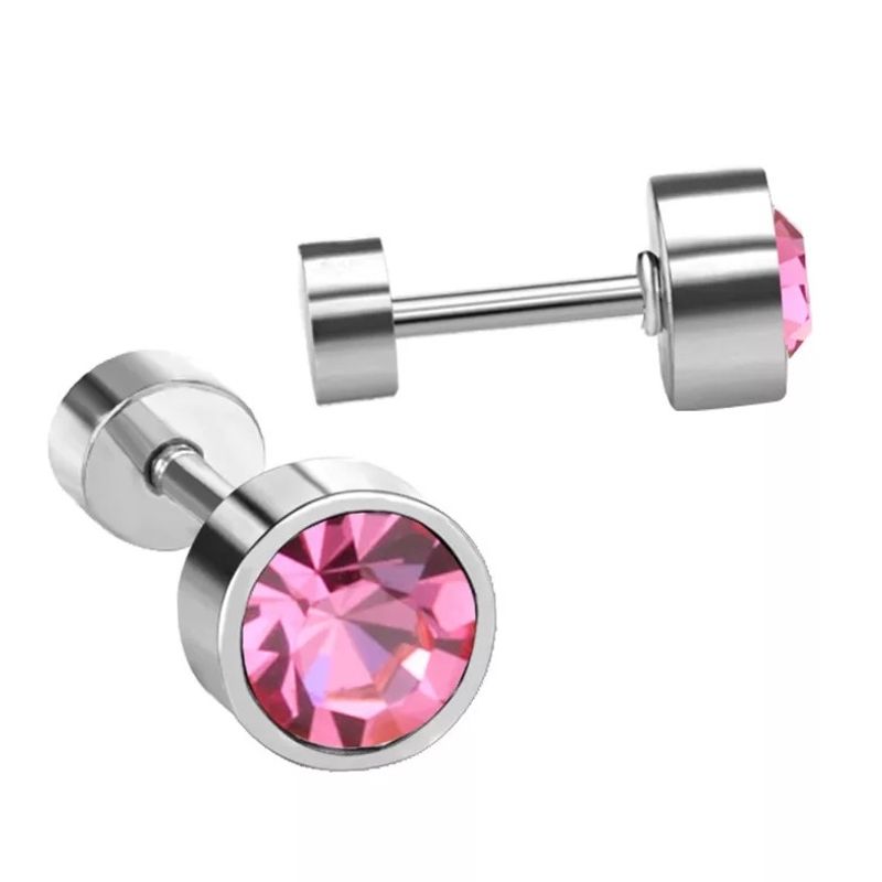 GENERICO - Mini Aros Acero Quirúrgico Piedra Circón 5MM